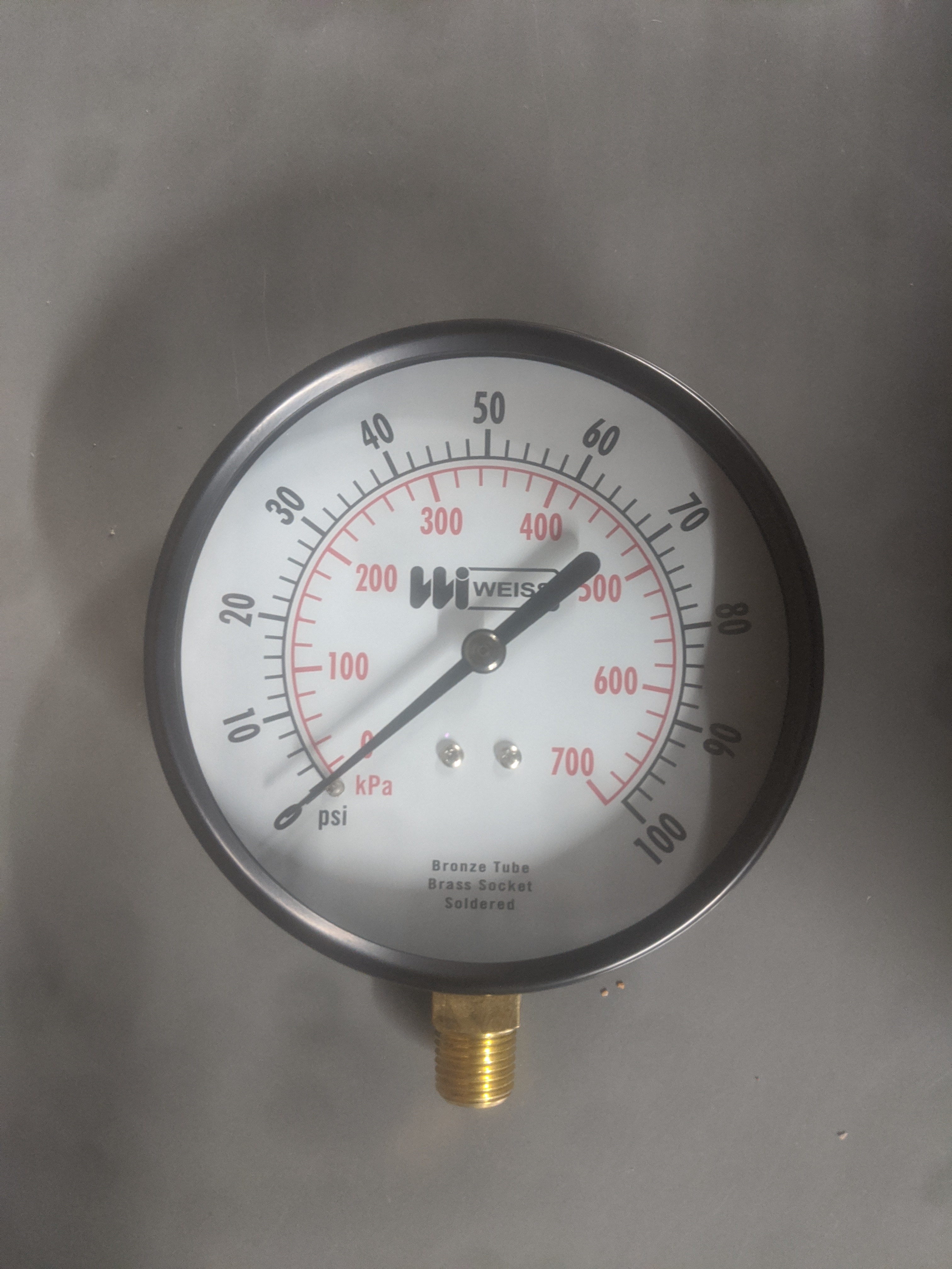 TL40-100-4L TL40-100-4L Weiss Tl40-100-4l Pressure Gauge. 0 to 100 PSI. 4.0