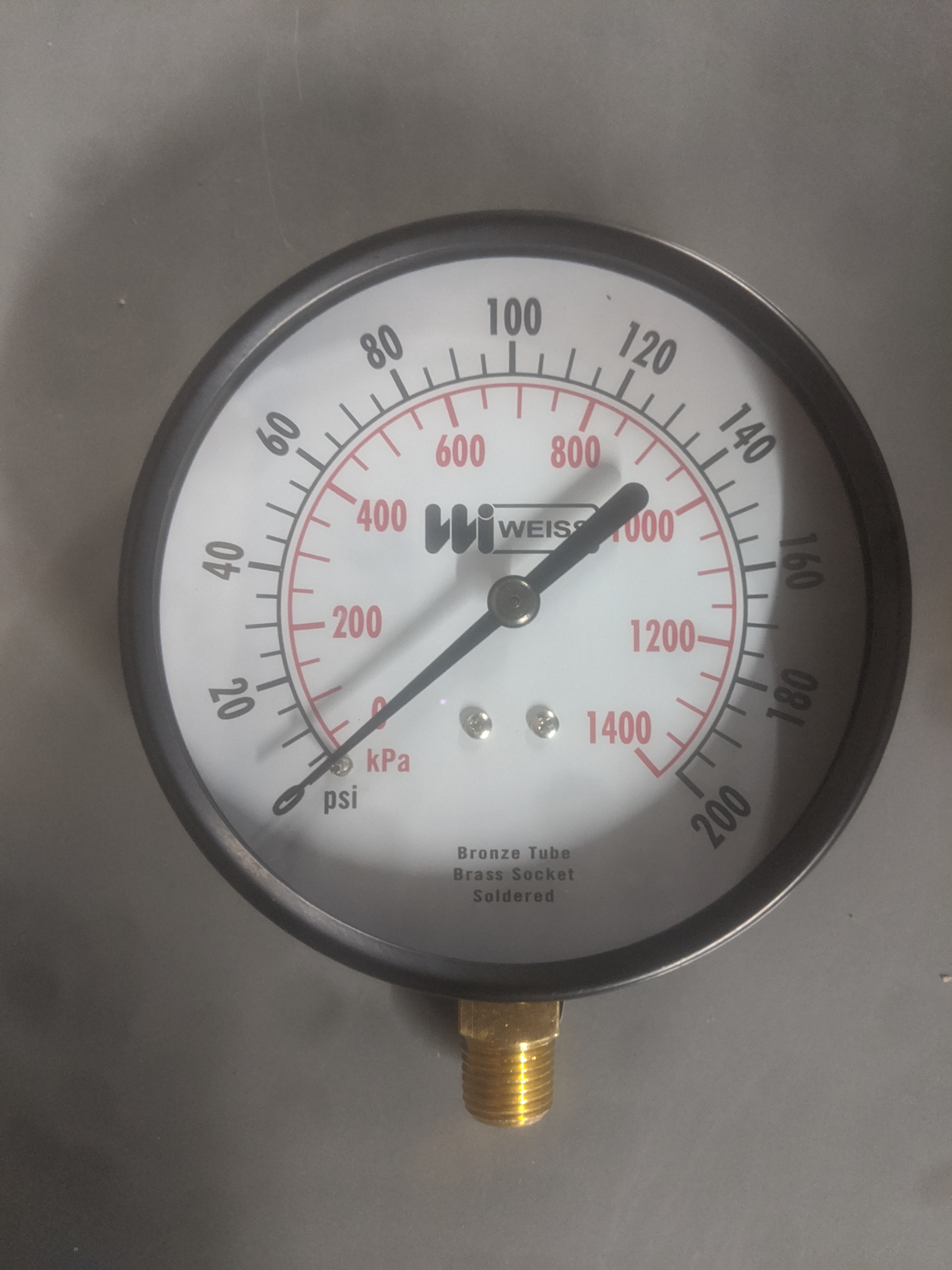 TL40-200-4L TL40-200-4L Weiss Tl40-200-4l 4.0" Press Gauge 0-200 PSI from W