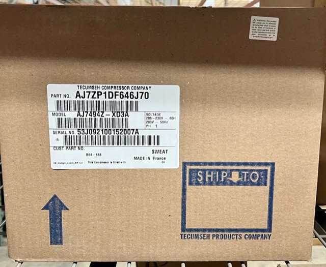 AJ7ZP1DF646J70 AJ7ZP1DF646J70 Tecumseh AJ7494Z-XD3A from Building HVAC