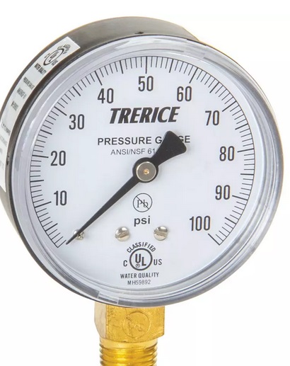 800B2502LA100 800B2502LA100 Trerice Pressure gauge, 2.5" diameter, from Bui