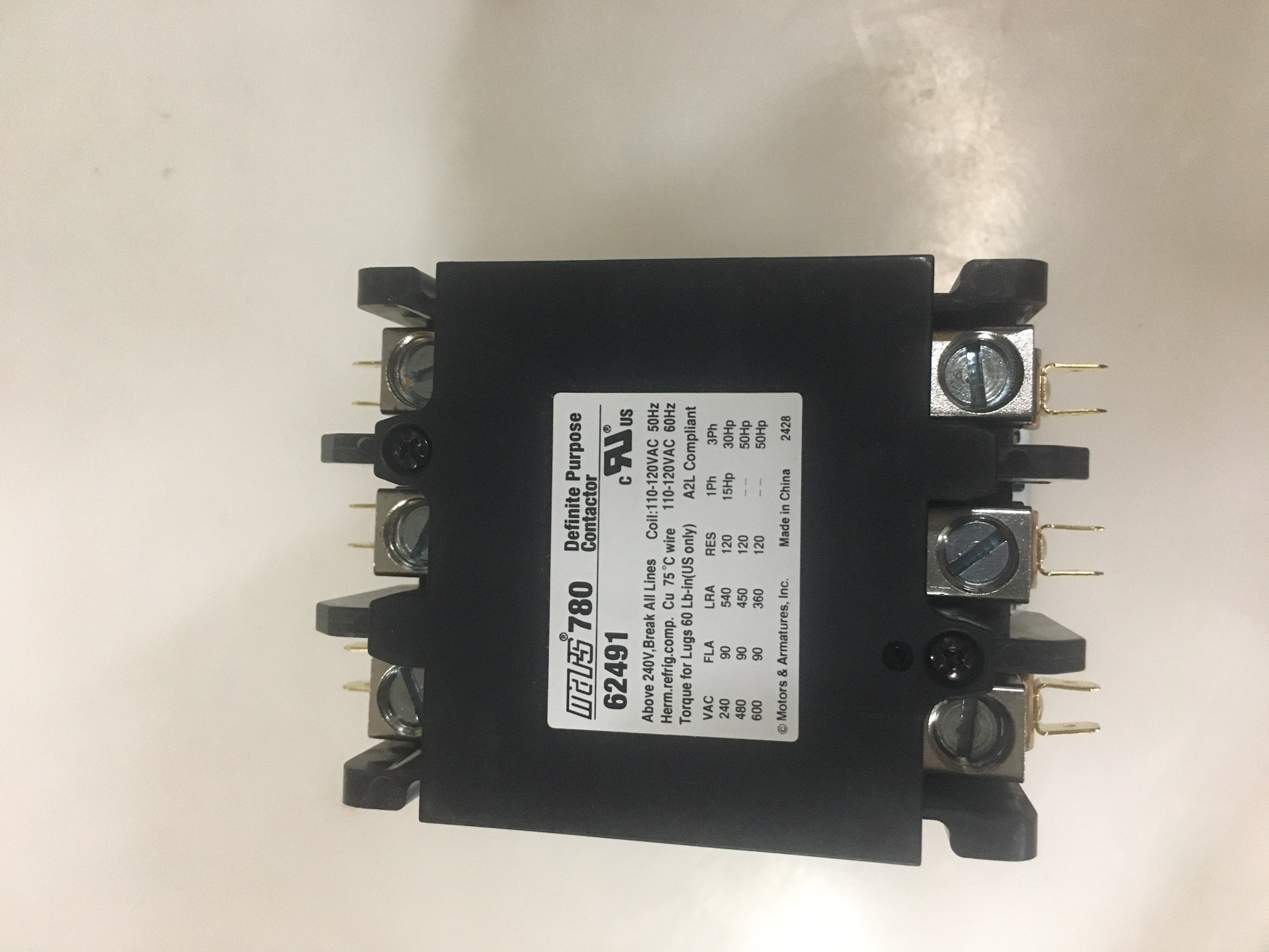 62491 62491 Mars M62491 A2L rated Three pole contactor, from Building HVAC