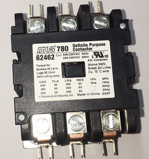 62462 62462 Mars M62462 A2L Rated Three pole contactor. from Building HVAC